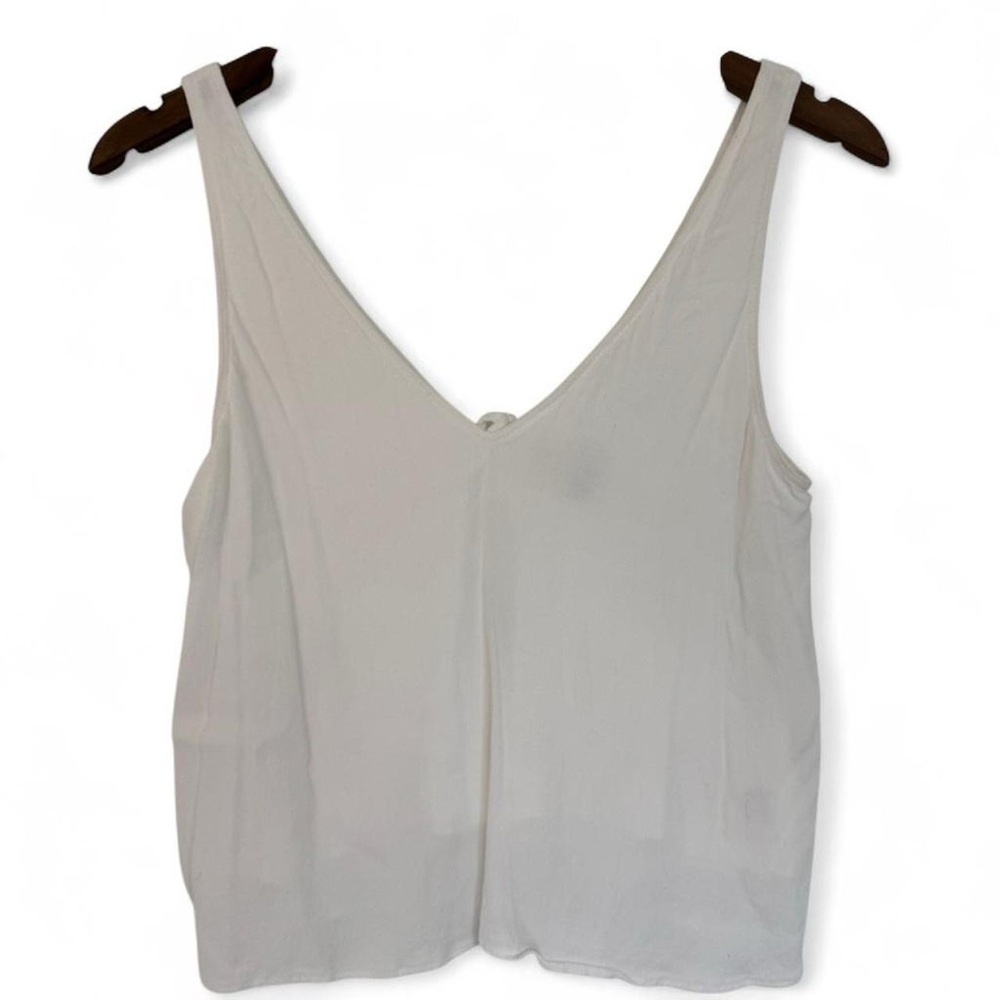 Wilfred Free Aritzia Small White Tank Top Open Back Tie Staple Minimalist